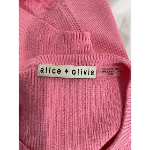 Alice + Olivia 'Marin' Pink Curved Hem Round Neck Tank Size XS - Picture 4 of 5